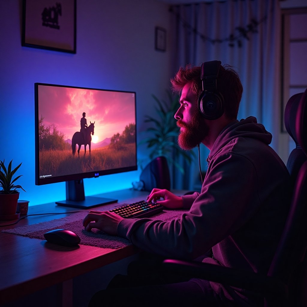 Real Horse streaming on Twitch with RGB lights