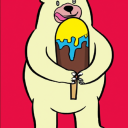 pole bear with an icecream