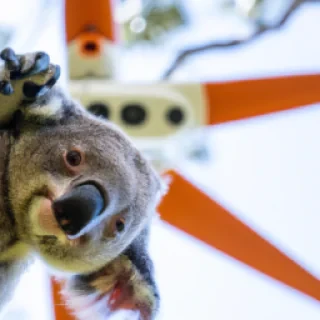 Koala hanging from a drone