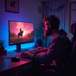 Real Horse streaming on Twitch with RGB lights